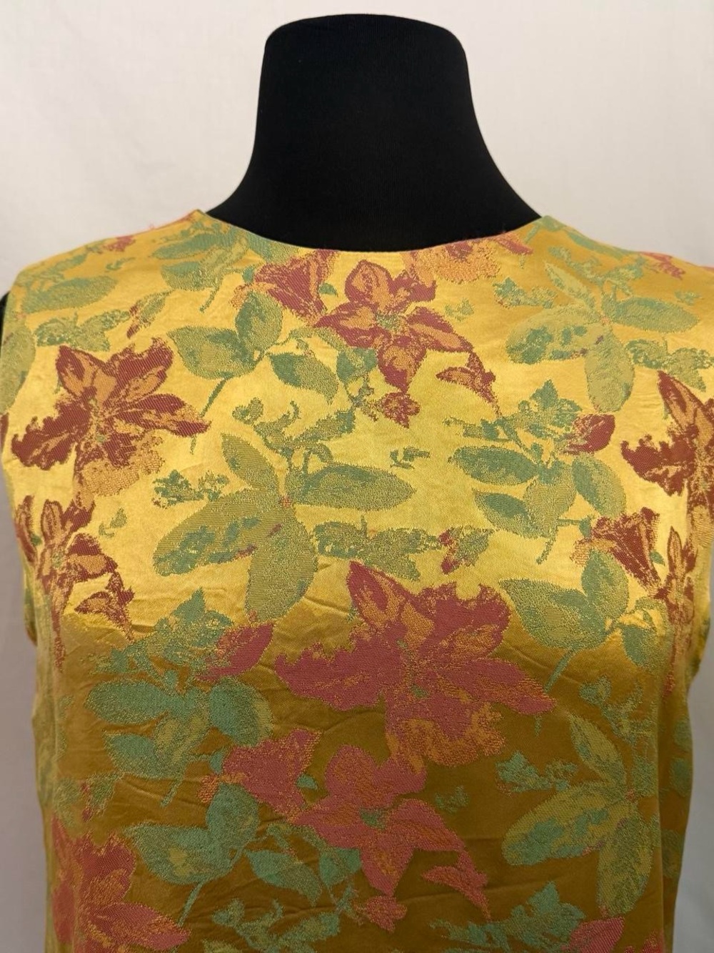 Nasty Gal Collection Floral Jacquard Mini Shift Dress Gold Retro Size 2 - Picture 3 of 8